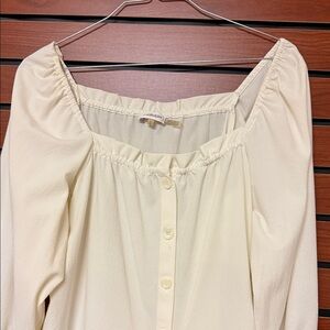 Calvin Klein Cream Button-Front Peasant Blouse